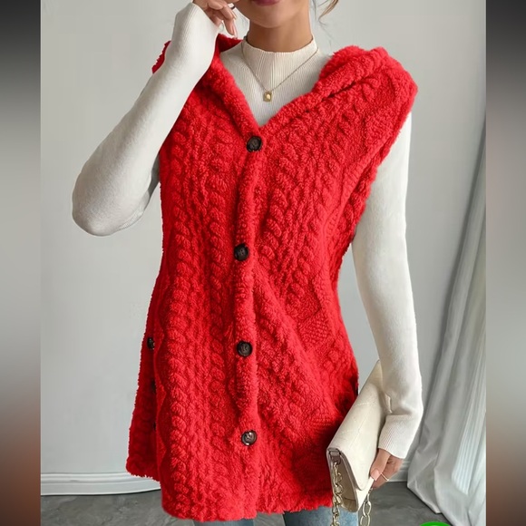 Sweaters - ❤️Cozy Red Button-Up Cardigan Vest